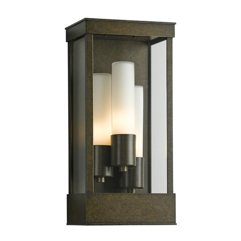 Hubbardton Forge Portico Outdoor Sconce in Coastal Oil Rubbed Bronze Finish Model: 304325-SKT-14-GG0392