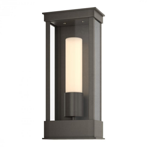 Hubbardton Forge Portico Small Outdoor Sconce in Coastal Oil Rubbed Bronze Finish Model: 304320-SKT-14-GG0392