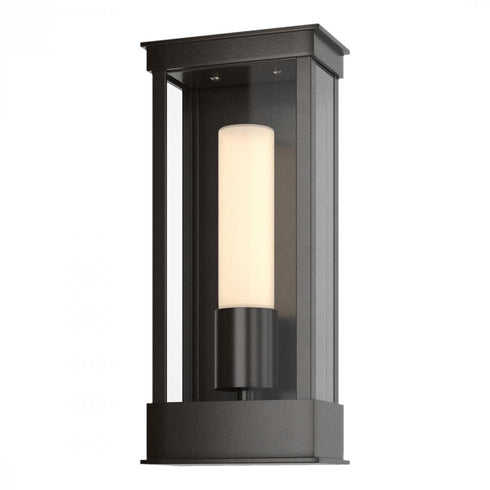 Hubbardton Forge Portico Small Outdoor Sconce in Coastal Oil Rubbed Bronze Finish Model: 304320-SKT-14-GG0392