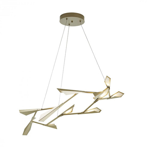 Hubbardton Forge Quill Large LED Pendant in Soft Gold Finish Model: 135005-LED-STND-84-84