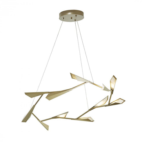 Hubbardton Forge Quill Large LED Pendant in Soft Gold Finish Model: 135005-LED-STND-84-84