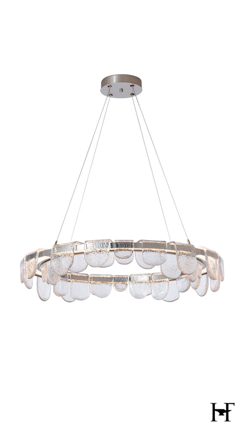 Hubbardton Forge Riverbed Circular LED Pendant in Sterling Finish Model: 139982-LED-STND-85-ZM0846