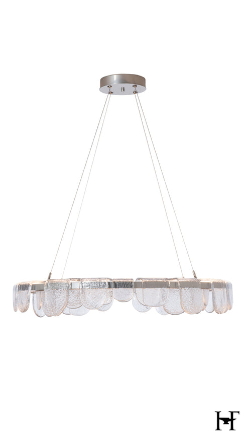 Hubbardton Forge Riverbed Circular LED Pendant in Sterling Finish Model: 139982-LED-STND-85-ZM0846