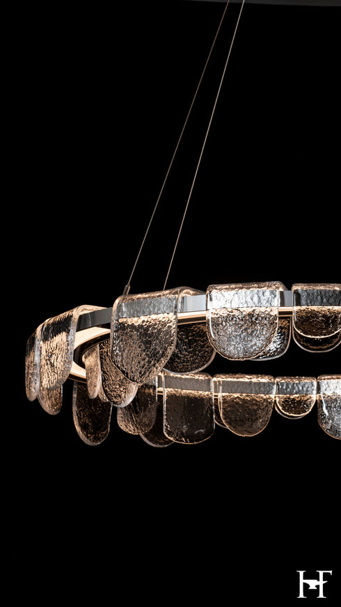 Hubbardton Forge Riverbed Circular LED Pendant in Sterling Finish Model: 139982-LED-STND-85-ZM0846