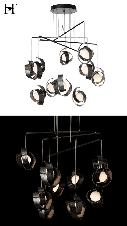 Hubbardton Forge Riza 10 Light Mobile Pendant ink Finish Model: 131158-SKT-STND-89-GG0711