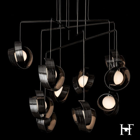 Hubbardton Forge Riza 10 Light Mobile Pendant ink Finish Model: 131158-SKT-STND-89-GG0711