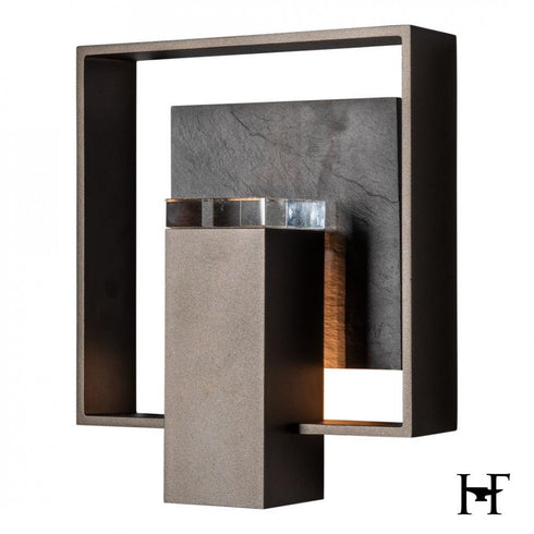 Hubbardton Forge Shadow Box Medium With Slate Dark Sky Friendly Outdoor Sconce in Coastal Oil Rubbed Bronze Finish Model: 302662-SKT-14-SL-ZM0850