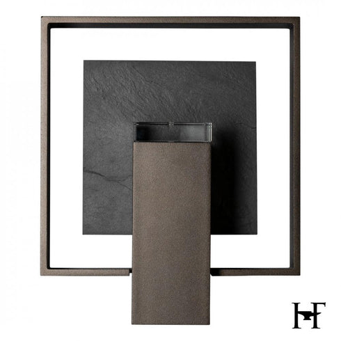 Hubbardton Forge Shadow Box Medium With Slate Dark Sky Friendly Outdoor Sconce in Coastal Oil Rubbed Bronze Finish Model: 302662-SKT-14-SL-ZM0850