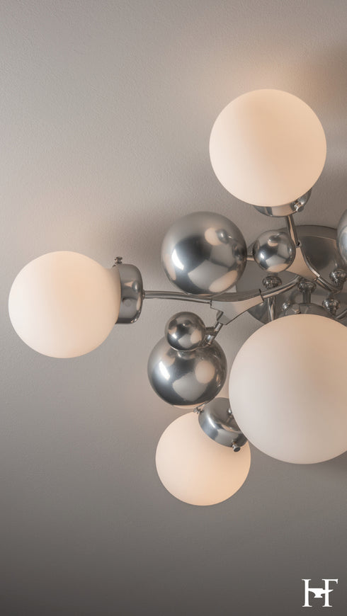 Hubbardton Forge Sprig 6 Light Semi Flush in Sterling Finish Model: 128716-SKT-85-GG0639