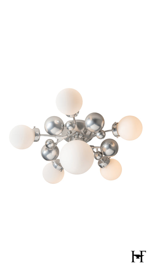 Hubbardton Forge Sprig 6 Light Semi Flush in Sterling Finish Model: 128716-SKT-85-GG0639