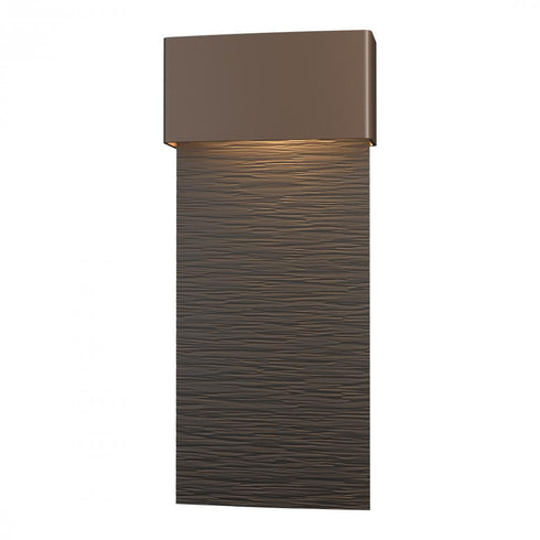 Hubbardton Forge Stratum Large Dark Sky Friendly LED Outdoor Sconce in Coastal Oil Rubbed Bronze Finish Model: 302632-LED-14-14