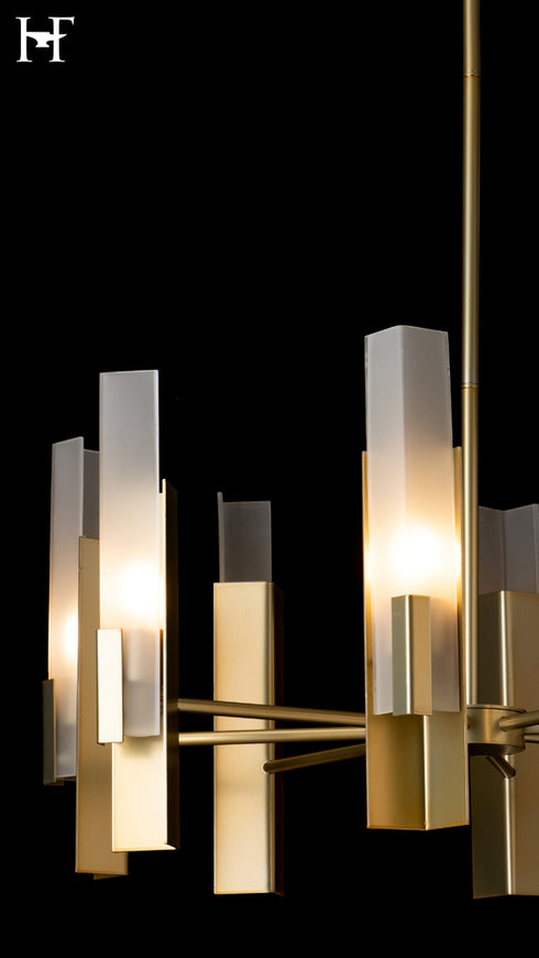 Hubbardton Forge Summit 8 Light Pendant in Modern Brass Finish Model: 132045-SKT-MULT-86-FD0828