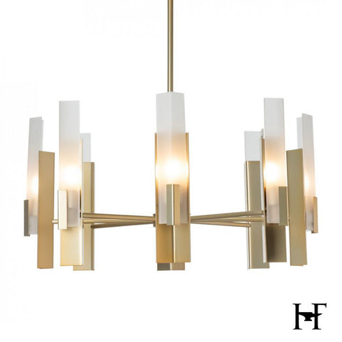 Hubbardton Forge Summit 8 Light Pendant in Modern Brass Finish Model: 132045-SKT-MULT-86-FD0828