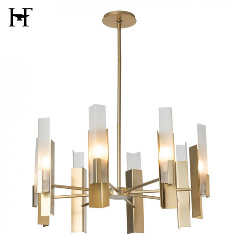 Hubbardton Forge Summit 8 Light Pendant in Modern Brass Finish Model: 132045-SKT-MULT-86-FD0828