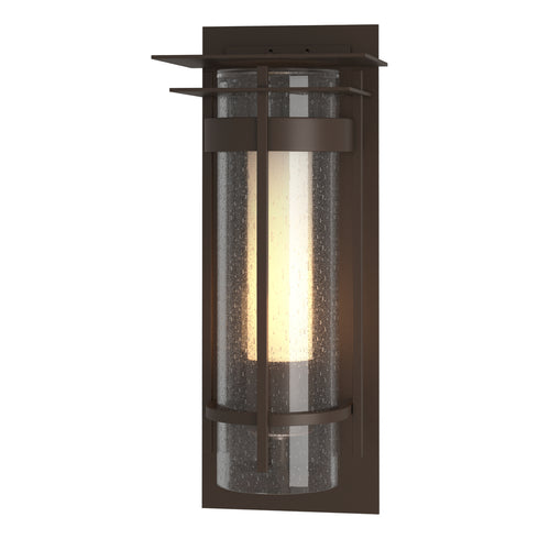 Hubbardton Forge Torch Small Outdoor Sconce with Top Plate in Coastal Oil Rubbed Bronze Finish Model: 305996-SKT-14-ZS0654