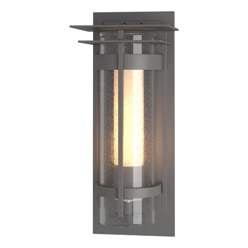 Hubbardton Forge Torch with Top Plate Large Outdoor Sconce in Coastal Oil Rubbed Bronze Finish Model: 305998-SKT-14-ZS0656