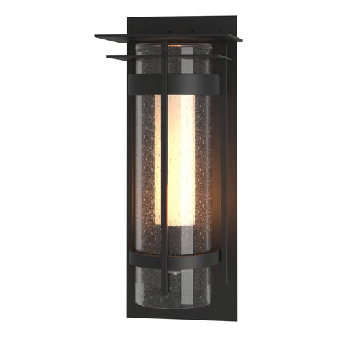 Hubbardton Forge Torch with Top Plate Large Outdoor Sconce in Coastal Oil Rubbed Bronze Finish Model: 305998-SKT-14-ZS0656