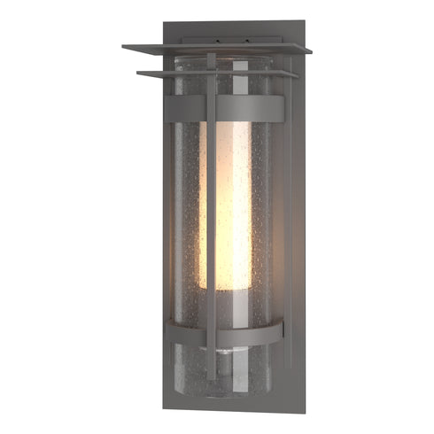 Hubbardton Forge Torch with Top Plate Outdoor Sconce in Coastal Oil Rubbed Bronze Finish Model: 305997-SKT-14-ZS0655