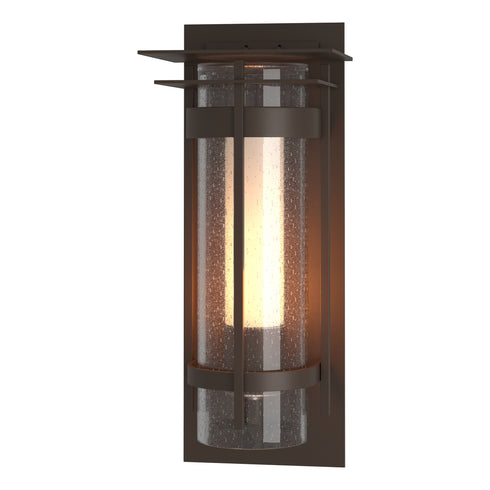 Hubbardton Forge Torch with Top Plate Outdoor Sconce in Coastal Oil Rubbed Bronze Finish Model: 305997-SKT-14-ZS0655