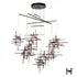 Hubbardton Forge Tura 10 Light Frosted Glass Mobile Pendant in Oil Rubbed Bronze Finish Model: 131160-SKT-STND-14-YC0305
