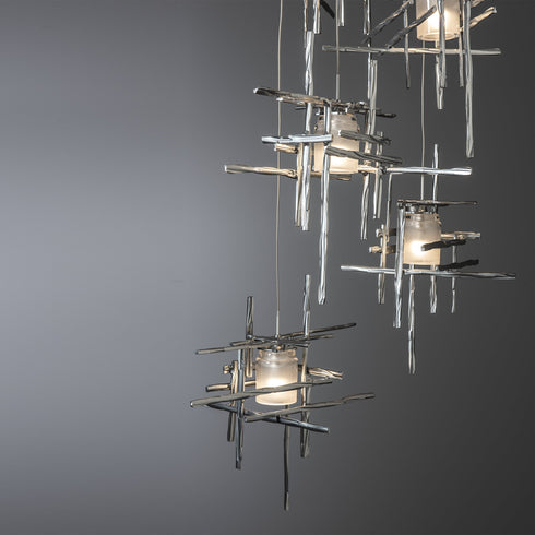 Hubbardton Forge Tura 5 Light Frosted Glass Pendant Model: 131128-SKT-LONG-20-YC0305