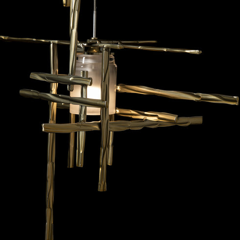 Hubbardton Forge Tura 5 Light Frosted Glass Pendant Model: 131128-SKT-LONG-20-YC0305