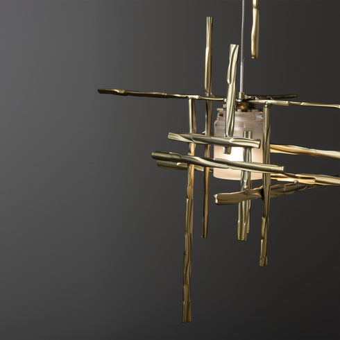 Hubbardton Forge Tura 5 Light Frosted Glass Pendant Model: 131128-SKT-LONG-20-YC0305