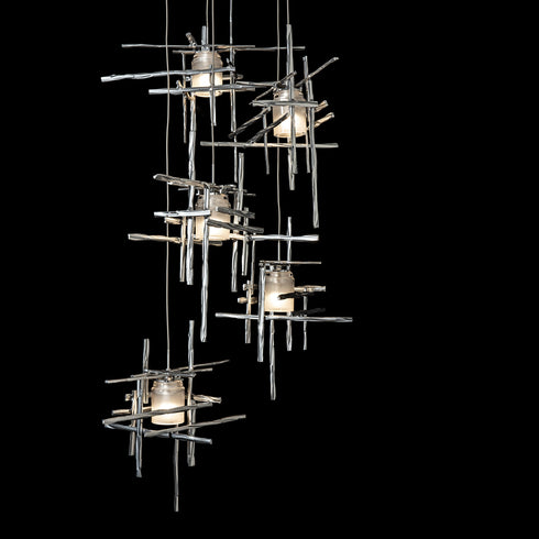 Hubbardton Forge Tura 5 Light Frosted Glass Pendant Model: 131128-SKT-LONG-89-YC0305