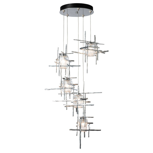 Hubbardton Forge Tura 5 Light Seeded Glass Pendant Model: 131126-SKT-LONG-05-II0728