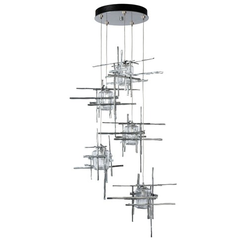 Hubbardton Forge Tura 5 Light Seeded Glass Pendant Model: 131126-SKT-LONG-89-II0728