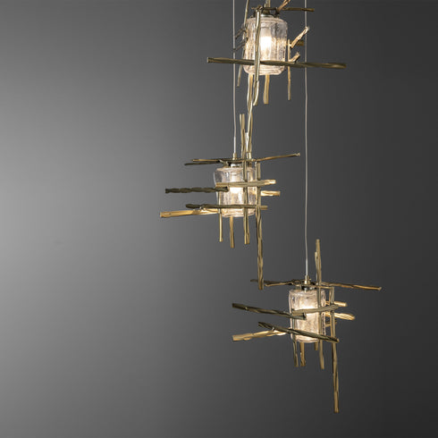 Hubbardton Forge Tura 5 Light Seeded Glass Pendant Model: 131126-SKT-LONG-89-II0728