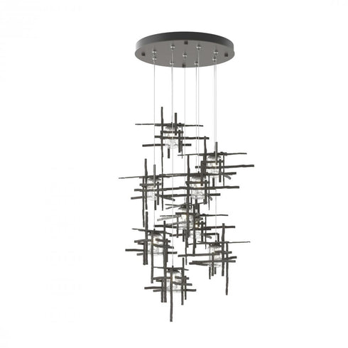 Hubbardton Forge Tura 9 Light Seeded Glass Round Pendant Model: 131107-SKT-STND-84-II0728