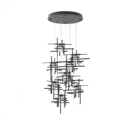 Hubbardton Forge Tura 9 Light Seeded Glass Round Pendant Model: 131107-SKT-STND-84-II0728