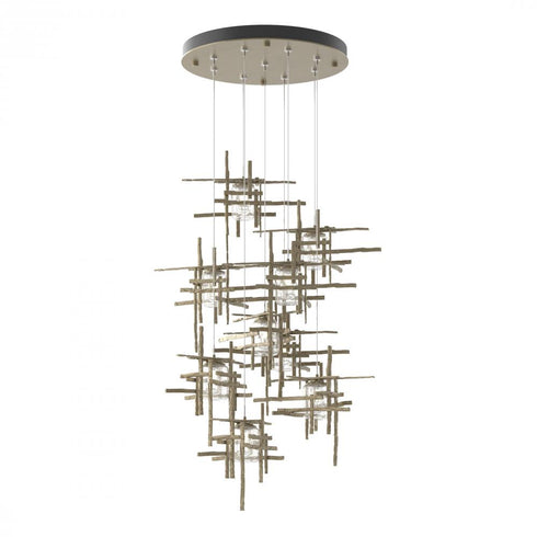 Hubbardton Forge Tura 9 Light Seeded Glass Round Pendant Model: 131107-SKT-STND-84-II0728