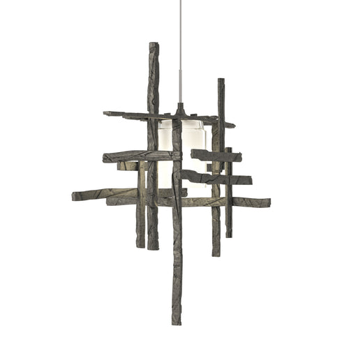 Hubbardton Forge Tura Frosted Glass Low Voltage Mini Pendant in Bronze Finish Model: 161185-SKT-STND-05-YC0305