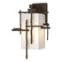 Hubbardton Forge Tura Medium Outdoor Sconce in Coastal Oil Rubbed Bronze Finish Model: 302581-SKT-14-GG0093