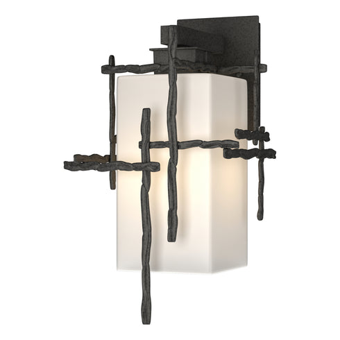 Hubbardton Forge Tura Medium Outdoor Sconce in Coastal Oil Rubbed Bronze Finish Model: 302581-SKT-14-GG0093