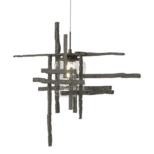 Hubbardton Forge Tura Seeded Glass Low Voltage Mini Pendant in Bronze Finish Model: 161184-SKT-STND-05-II0728