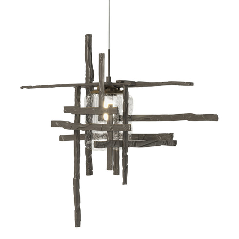 Hubbardton Forge Tura Seeded Glass Low Voltage Mini Pendant in Bronze Finish Model: 161184-SKT-STND-05-II0728