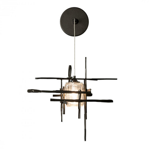 Hubbardton Forge Tura Seeded Glass Low Voltage Sconce in Oil Rubbed Bronze Finish Model: 201393-SKT-14-II0728