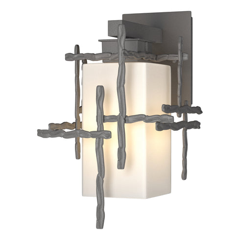 Hubbardton Forge Tura Small Outdoor Sconce in Coastal Oil Rubbed Bronze Finish Model: 302580-SKT-14-GG0111