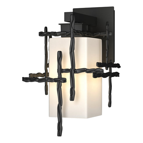 Hubbardton Forge Tura Small Outdoor Sconce in Coastal Oil Rubbed Bronze Finish Model: 302580-SKT-14-GG0111