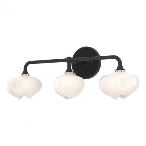 Hubbardton Forge Ume 3 Light Curved Arm Bath Sconce in Black Finish Model: 201342-SKT-10-10-FD0710