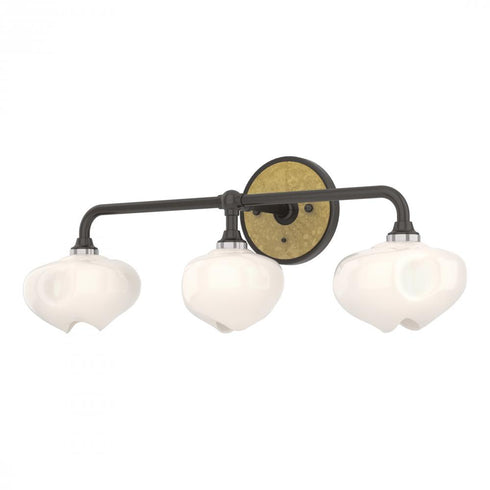 Hubbardton Forge Ume 3 Light Curved Arm Bath Sconce in Black Finish Model: 201342-SKT-10-10-FD0710