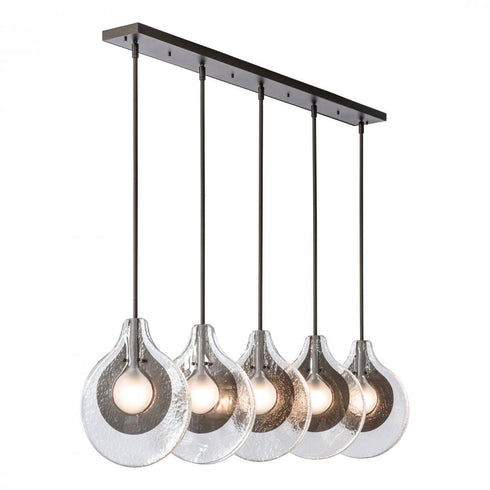 Hubbardton Forge Veneto 5 Light Linear Pendant in Oil Rubbed Bronze Finish Model: 401319-SKT-MULT-14-YE0796