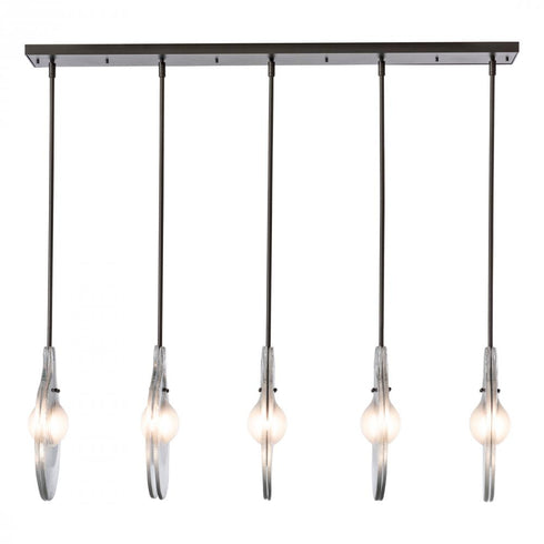 Hubbardton Forge Veneto 5 Light Linear Pendant in Oil Rubbed Bronze Finish Model: 401319-SKT-MULT-14-YE0796