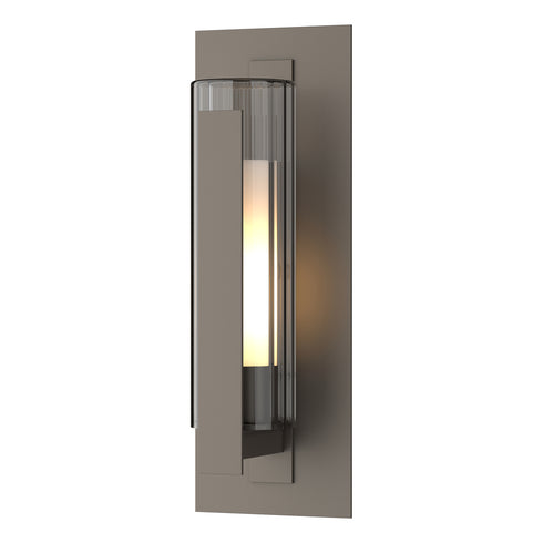 Hubbardton Forge Vertical Bar Fluted Glass Medium Outdoor Sconce in Coastal Natural Iron Finish Model: 307282-SKT-20-ZU0658