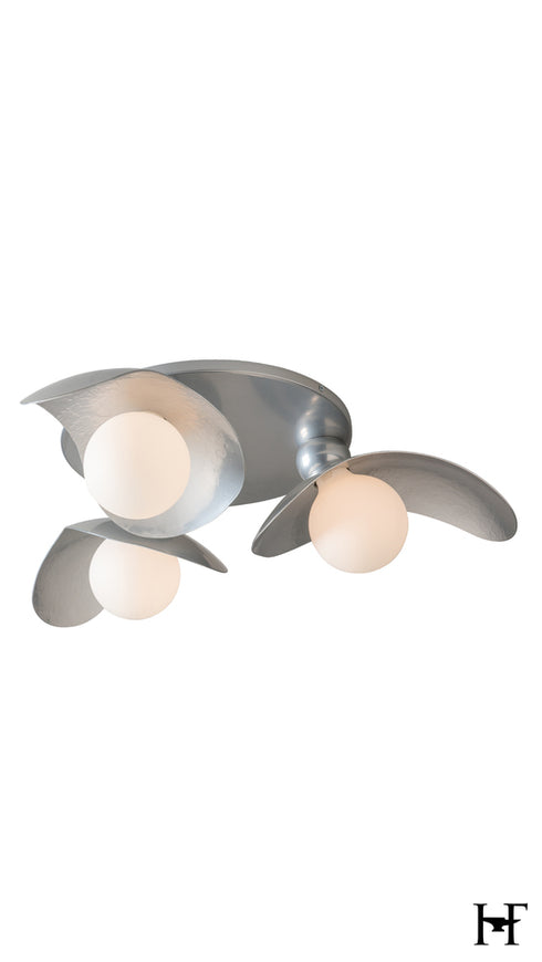 Hubbardton Forge Yoki 3 Light Semi Flush in Sterling Finish Model: 122110-SKT-85