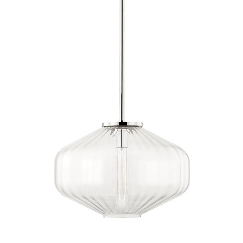 Hudson Valley Bennett 1 LIGHT C PENDANT in Polished Nickel Finish Model: 1518-PN