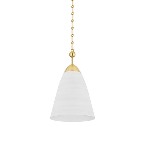 Hudson Valley Bronson Pendant in Aged Brass/White Plaster Finish Model: BKO1500-AGB/WP